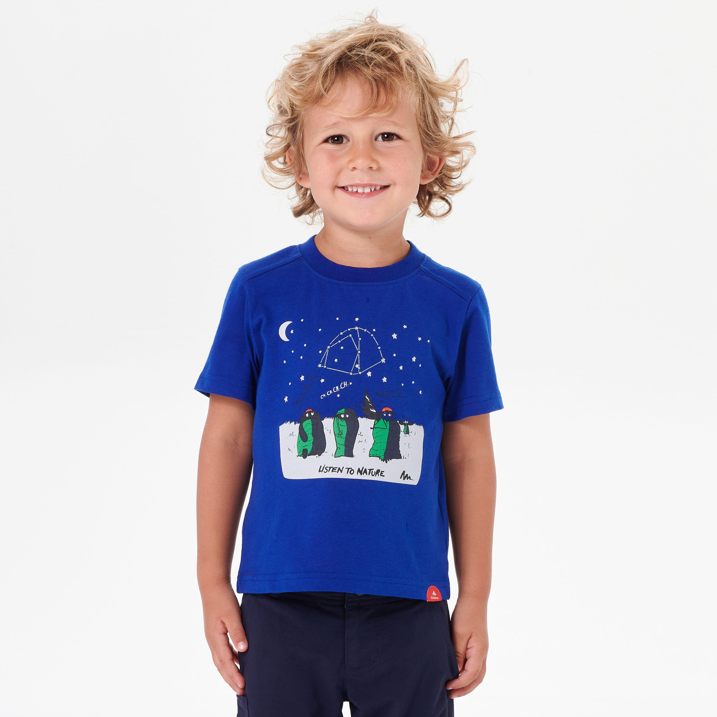 Kids' Hiking T-shirt MH100 2-6 Years - phosphorescent blue 4/5