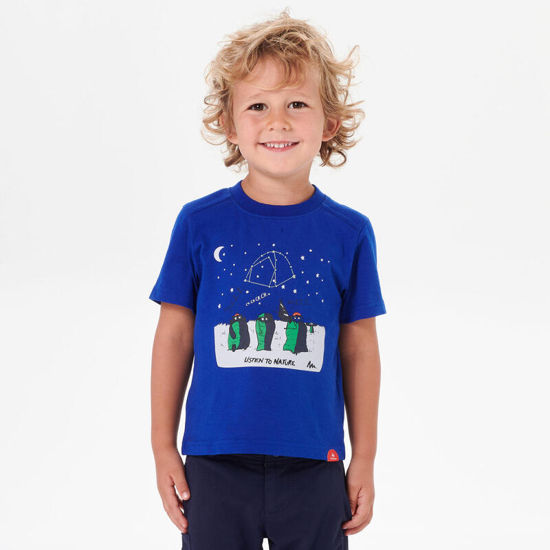 Camiseta de montaña y trekking manga corta Niños 2-6 años Quechua MH100 azul
