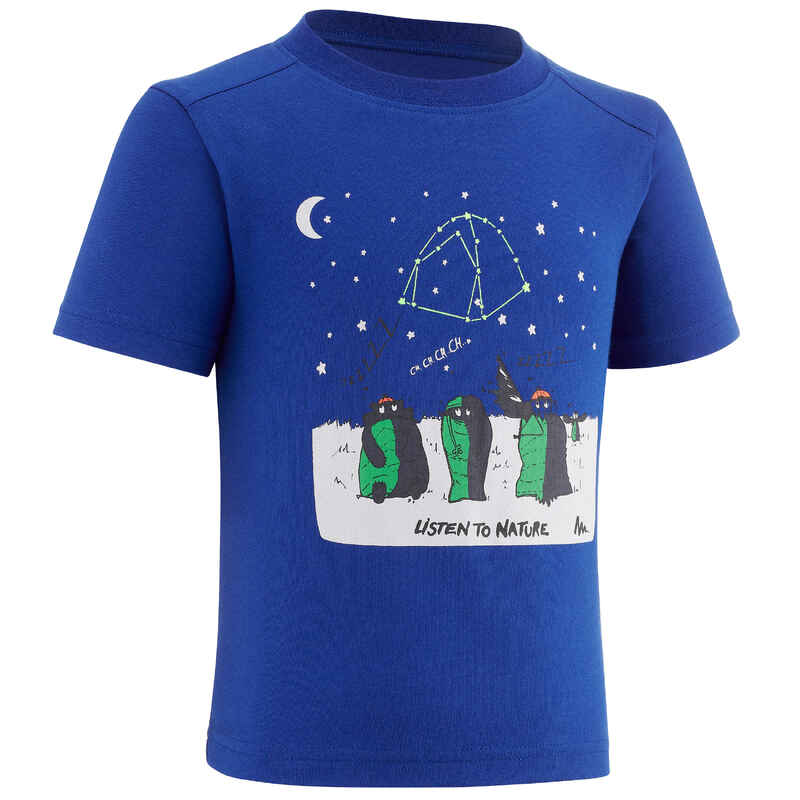 Kids' Hiking T-shirt MH100 2-6 Years - phosphorescent blue