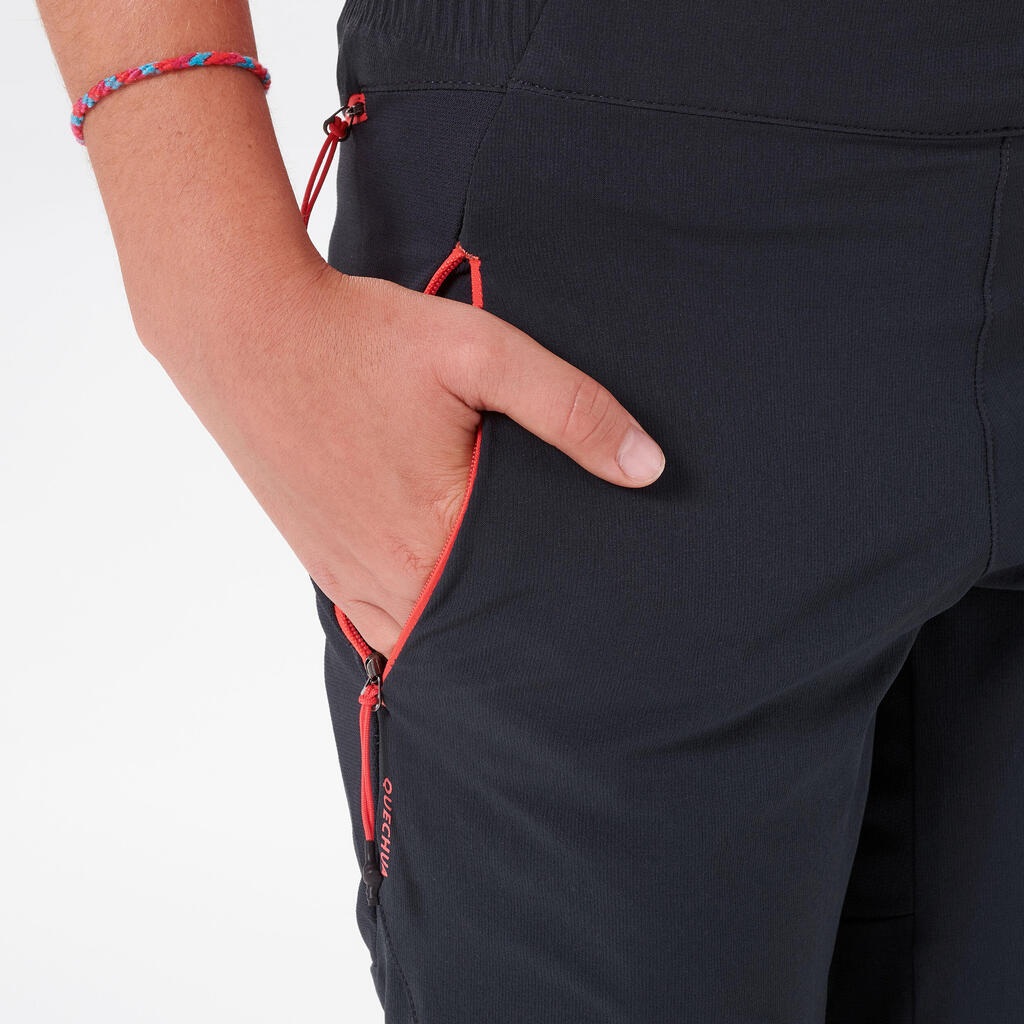Temno sive pohodniške softshell hlače MH550 za deklice od 7 do 15 let