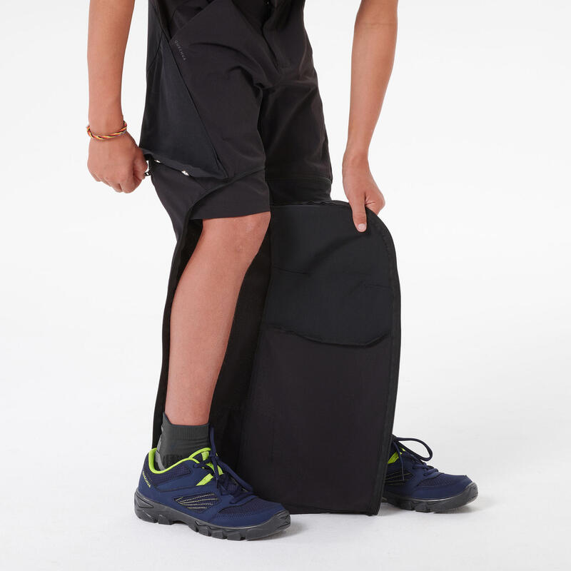 Kids’ Modular Hiking Trousers MH500 ONEZIP Aged 7-15 - Black