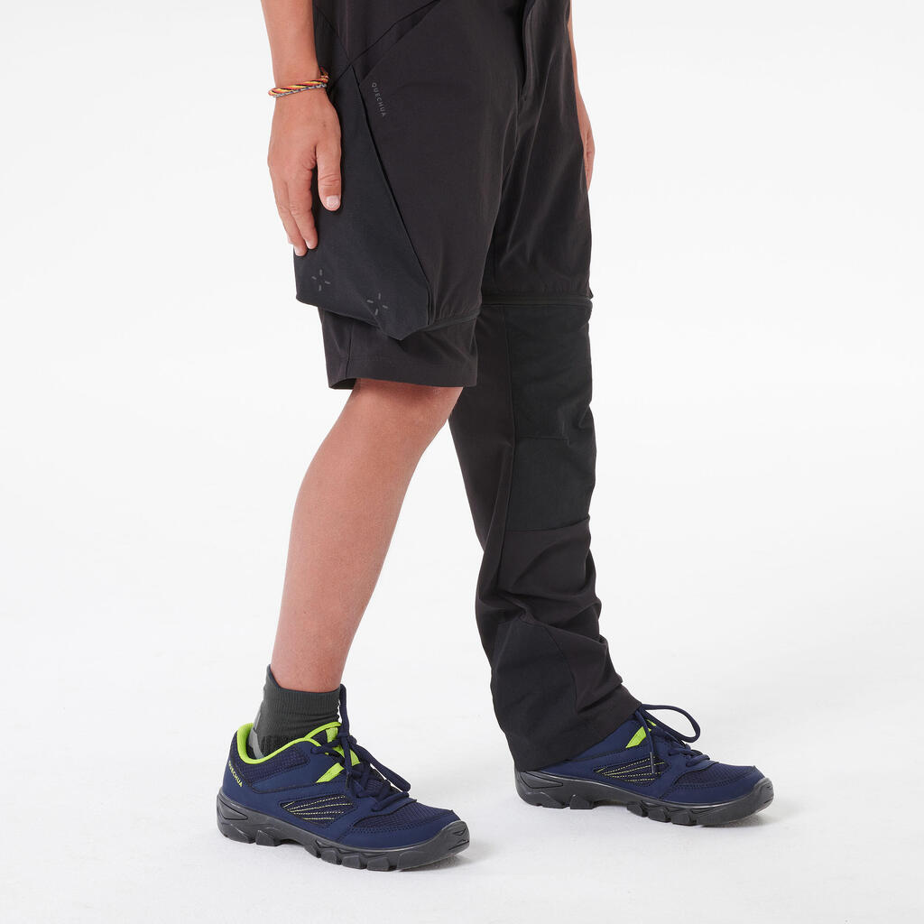 Kids’ Modular Hiking Trousers MH500 ONEZIP Aged 7-15 - Black