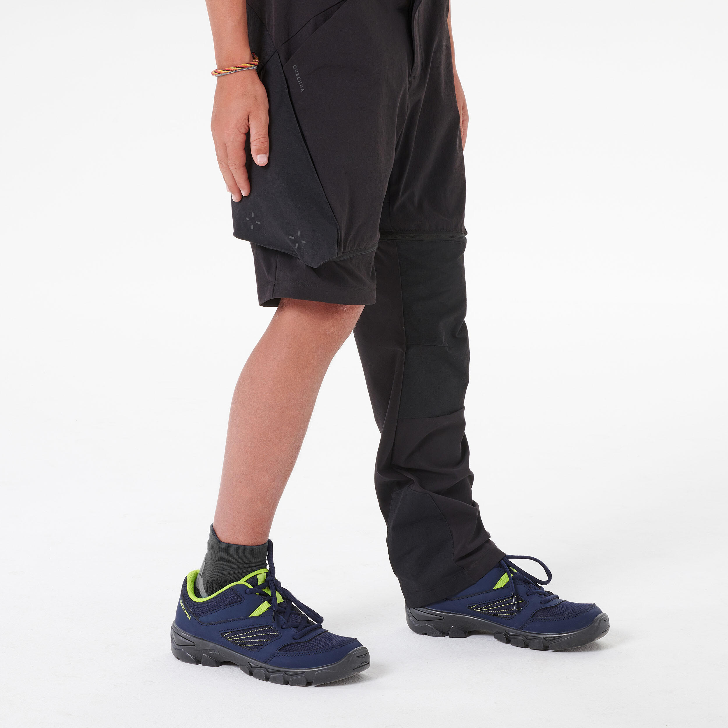 Kids’ Modular Hiking Trousers MH500 ONEZIP Aged 7-15 - Black 10/17
