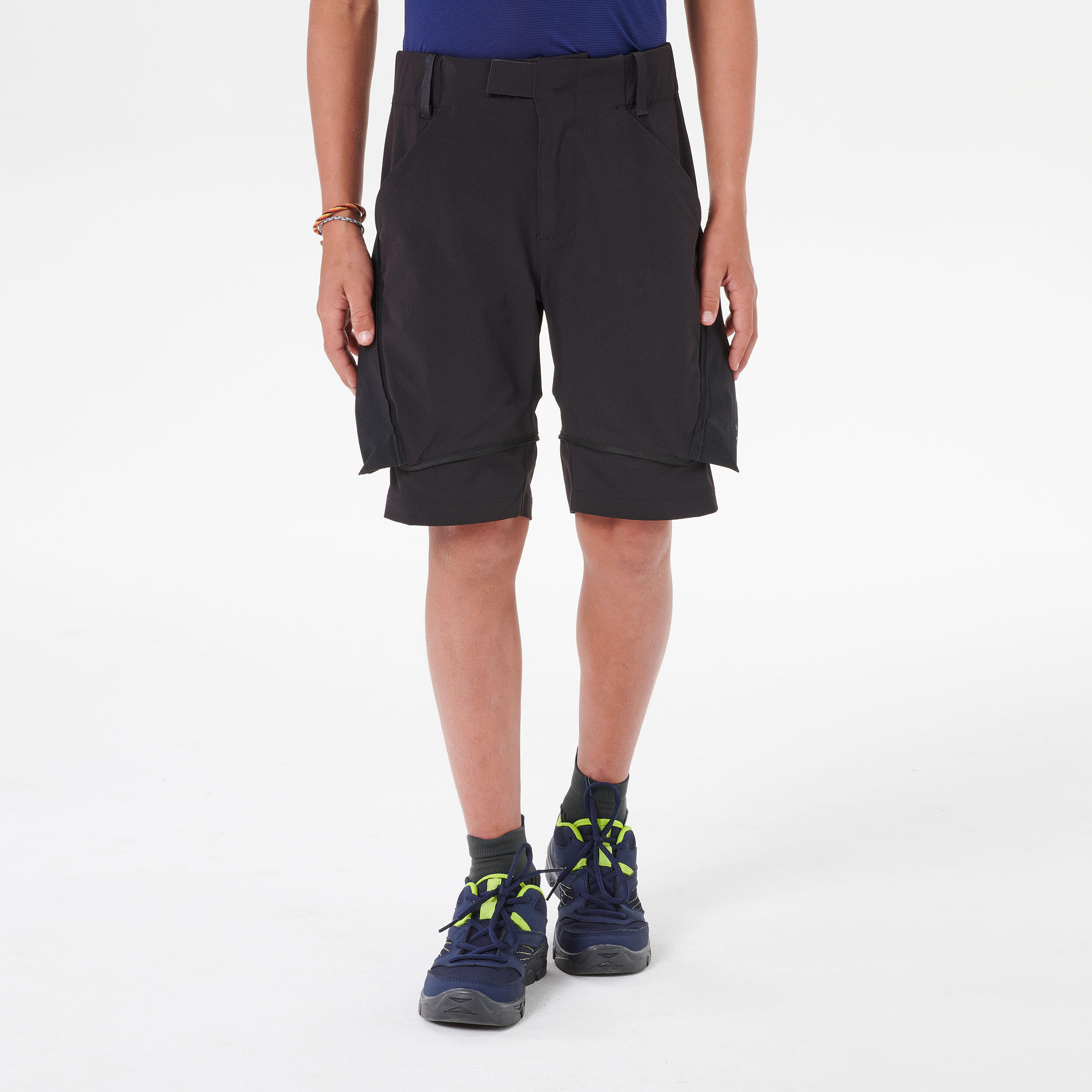 Kids’ Modular Hiking Trousers MH500 ONEZIP Aged 7-15 - Black 11/17