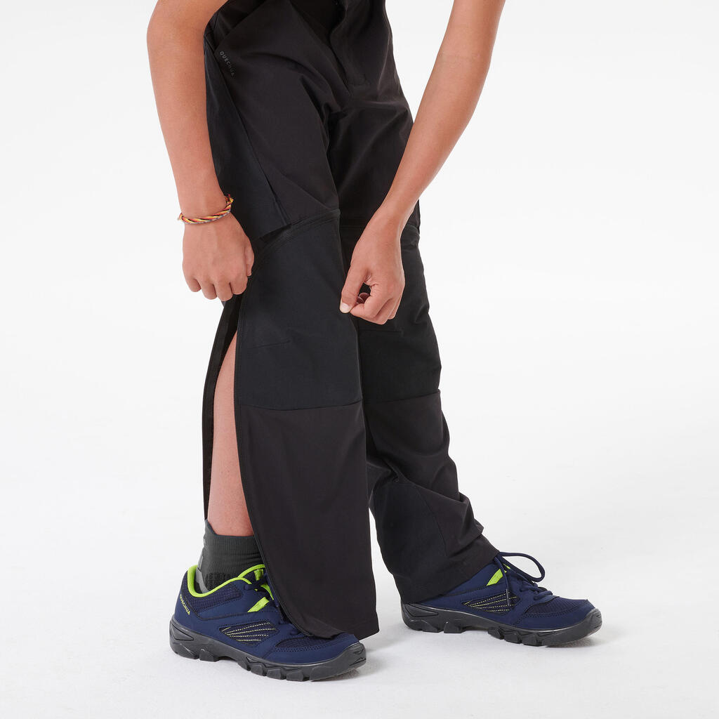 Pantalón senderismo transformable niños MH500 ONEZIP negro 7 -15 años 