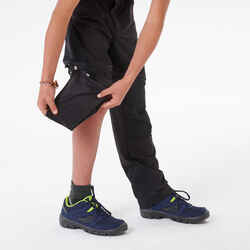 Kids’ Modular Hiking Trousers MH500 ONEZIP Aged 7-15 - Black