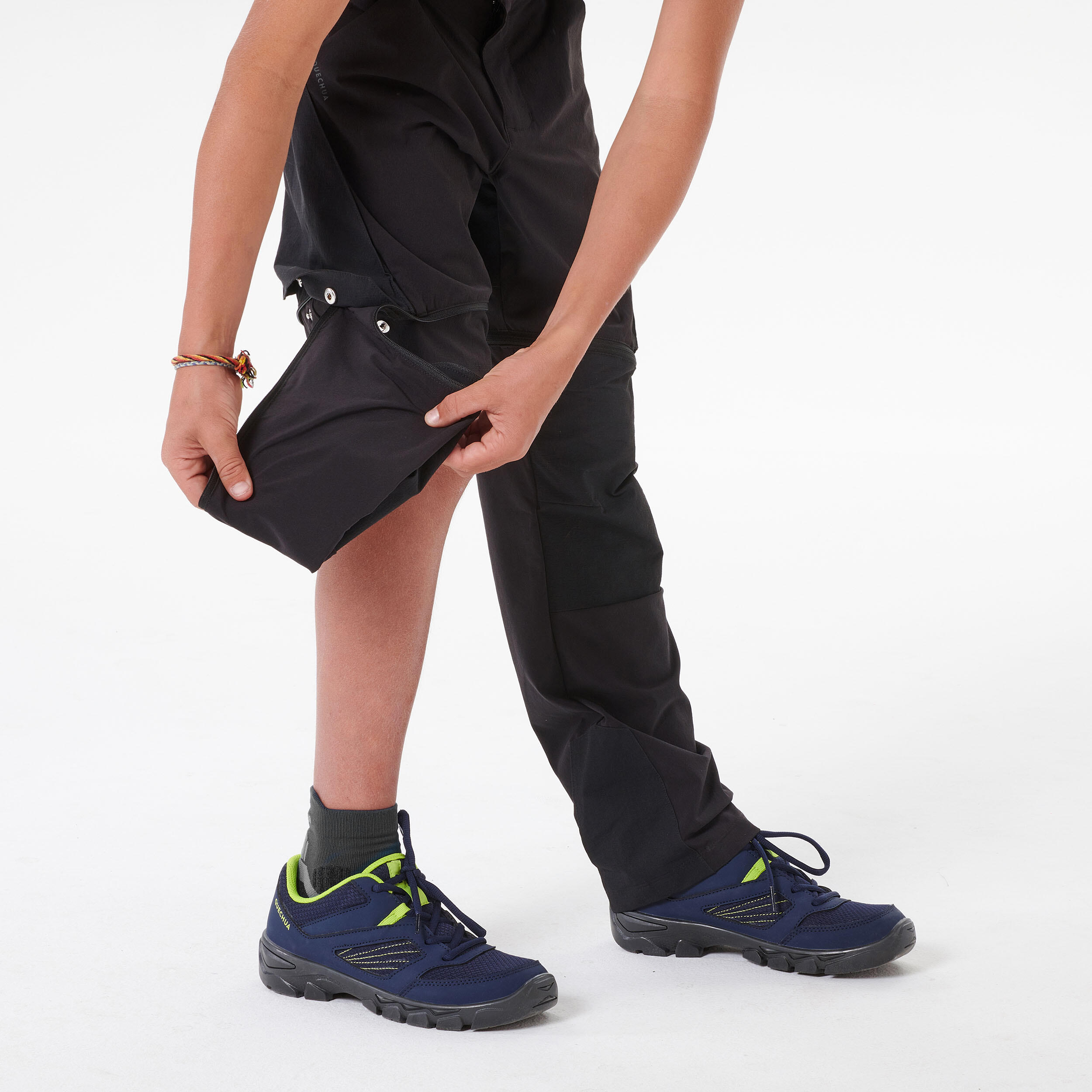 Kids’ Modular Hiking Trousers MH500 ONEZIP Aged 7-15 - Black 7/17