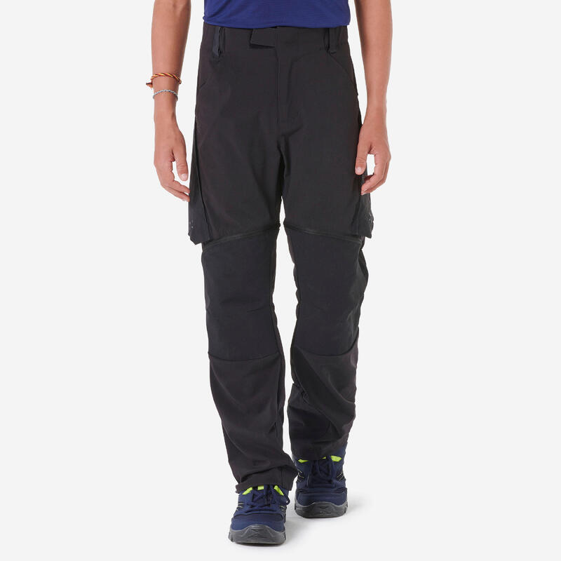 Pantalon de randonnée modulable enfant MH500 ONEZIP noir 7-15 ans