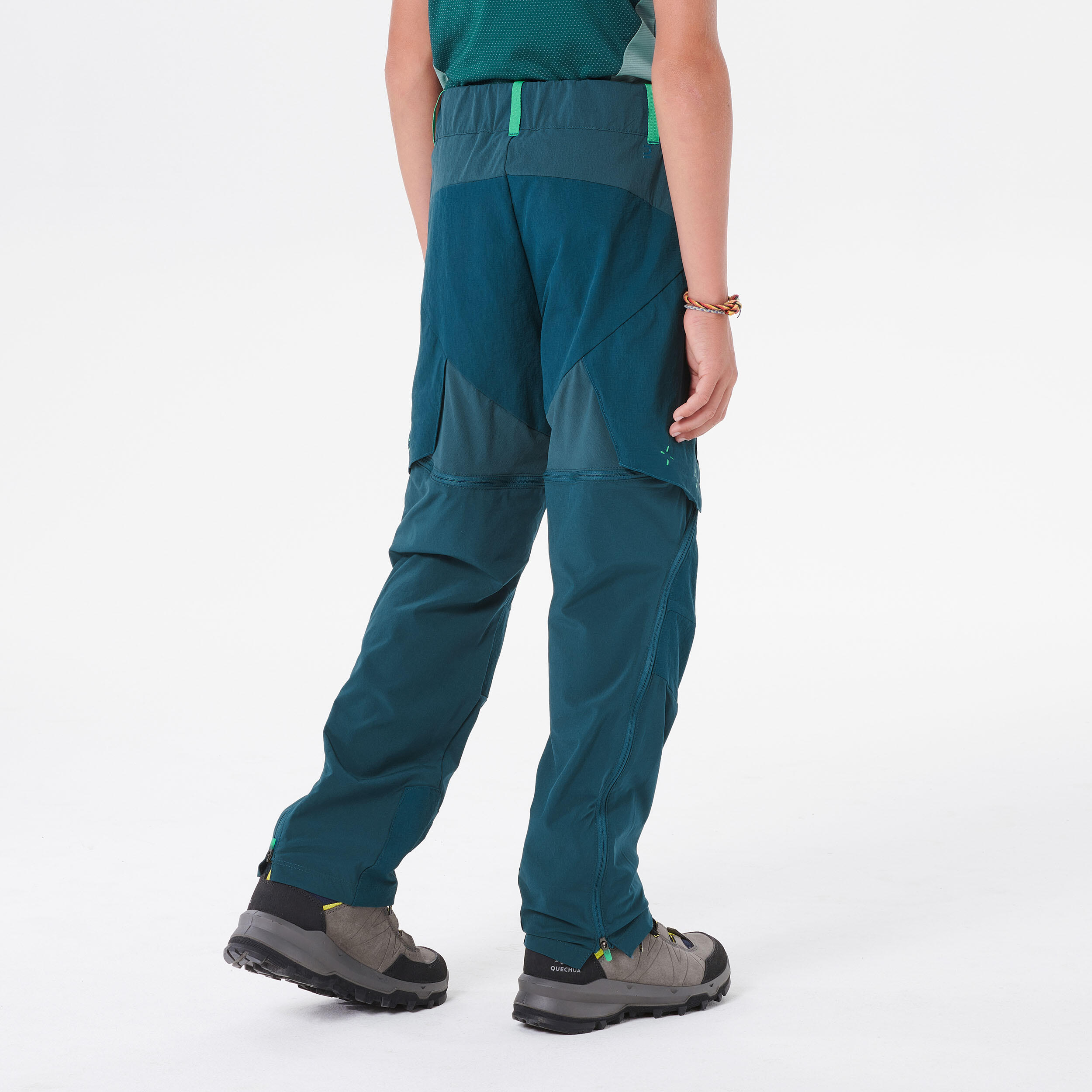 Kids’ Modular Hiking Trousers MH500 Aged 7-15 Dark Petrol 6/12