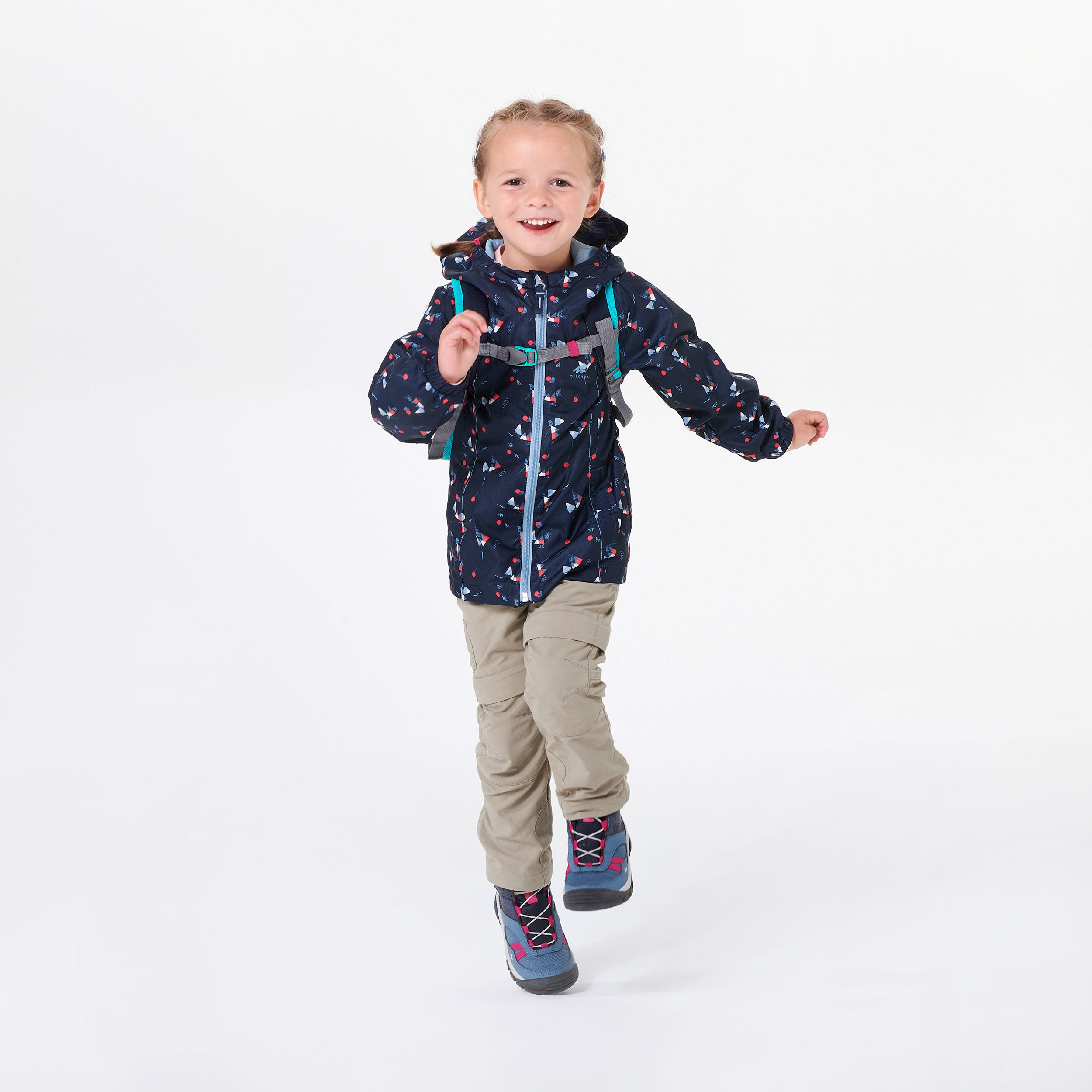 Kids’ Hiking Jacket - MH 500 Navy Blue - QUECHUA