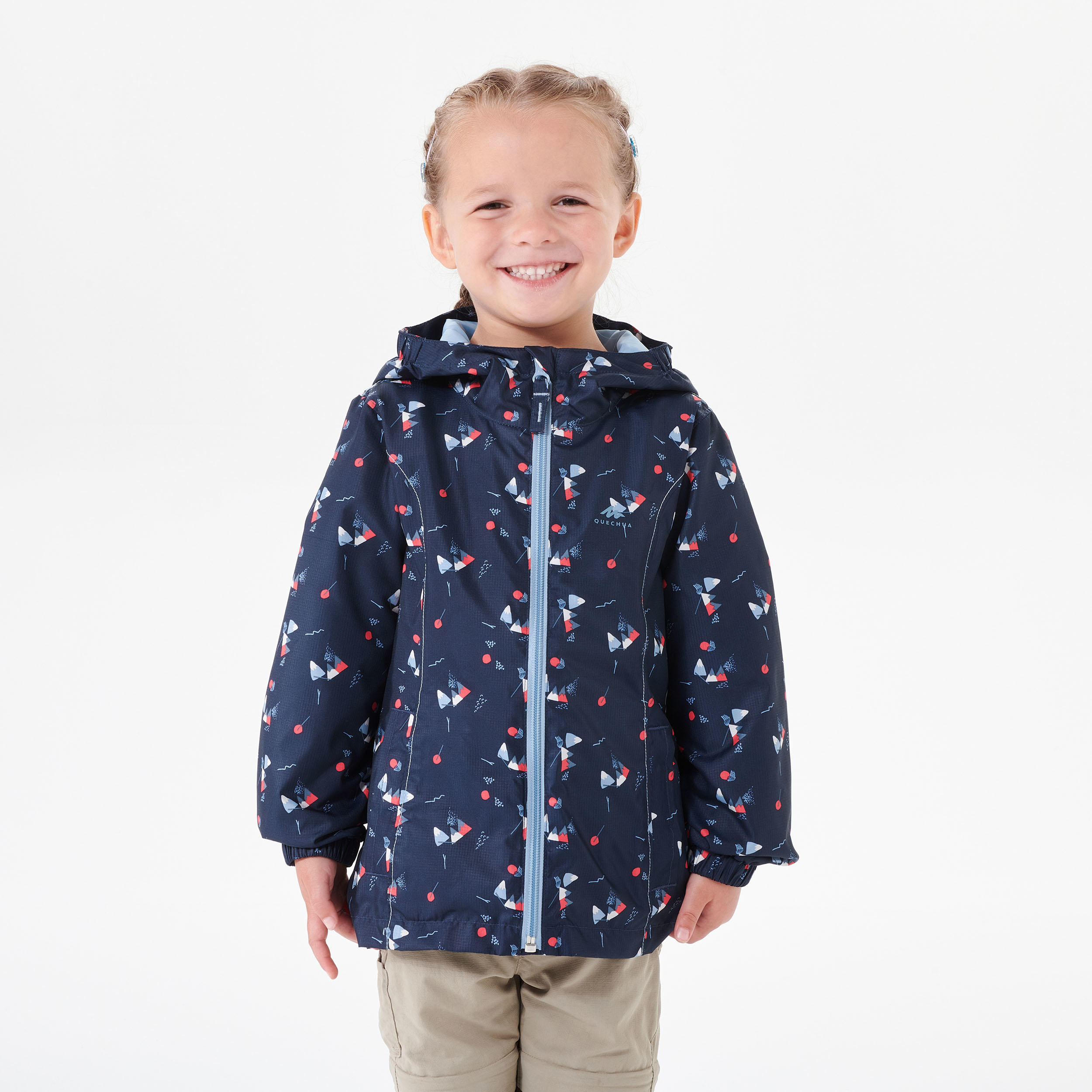 Kids’ Hiking Jacket - MH 500 Navy Blue - QUECHUA