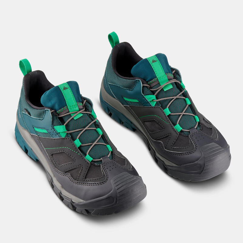 Chaussures de randonnée enfant avec lacet CROSSROCK imperméables vertes 35-38
