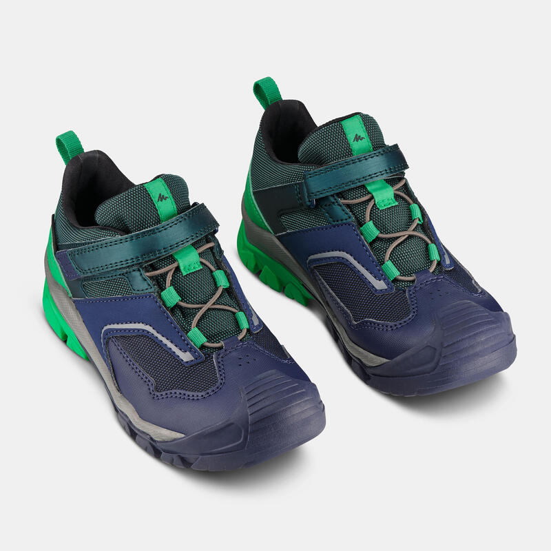 Chaussures de randonnée enfant avec scratch CROSSROCK imperméables vertes 28-34
