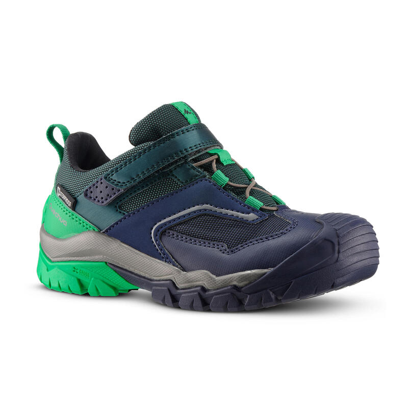 Chaussures de randonnée enfant avec scratch CROSSROCK imperméables vertes 28-34