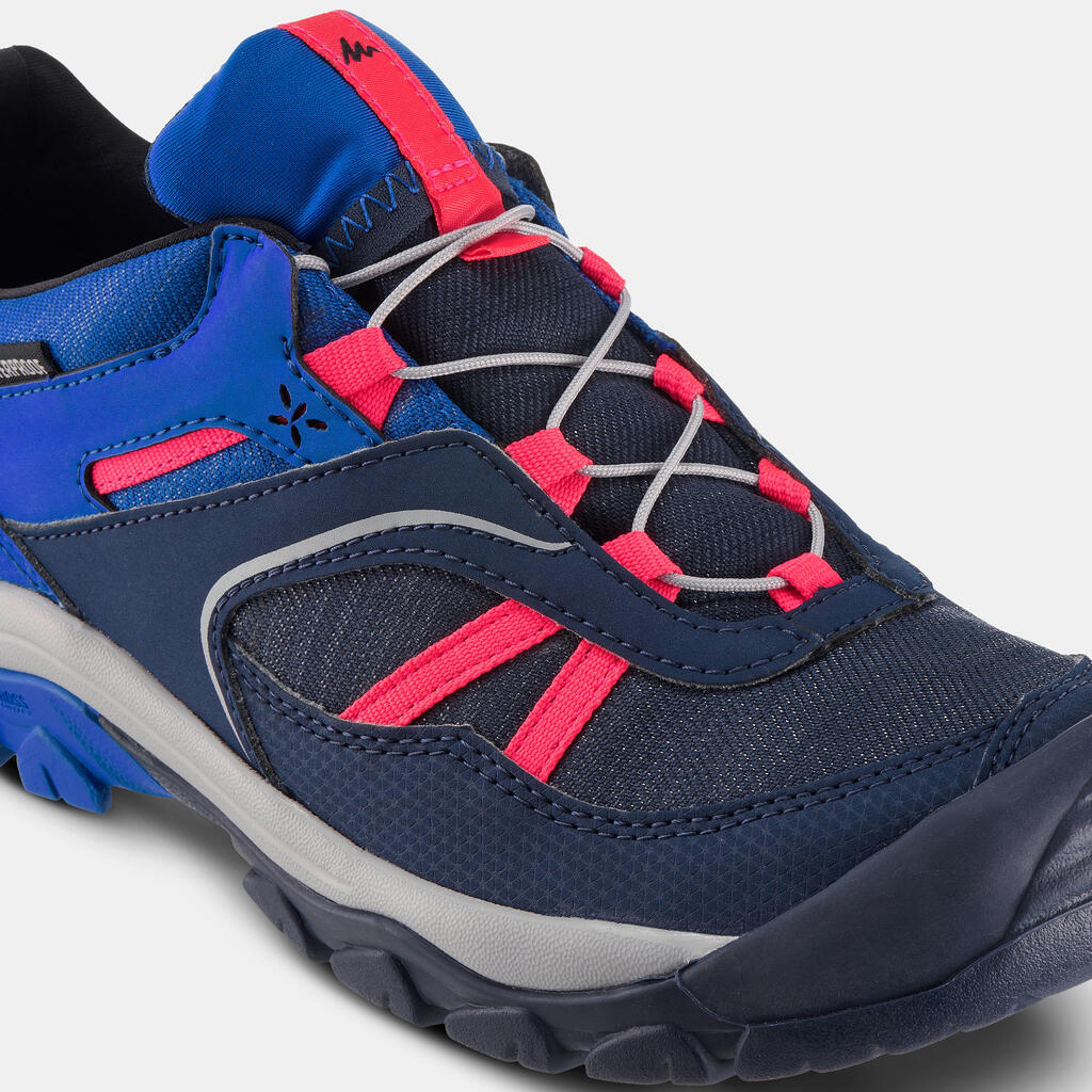 Kids' Waterproof Hiking Shoes with Laces - CROSSROCK - 35–38 - Blue