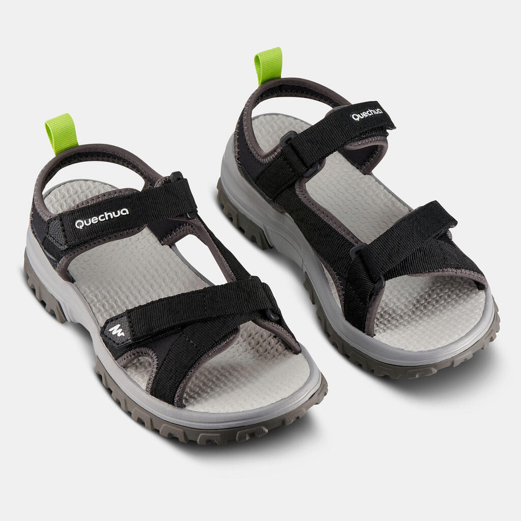 Bērnu pārgājienu sandales “MH120 TW”, melnas, bērnu izmērs 6.–10.