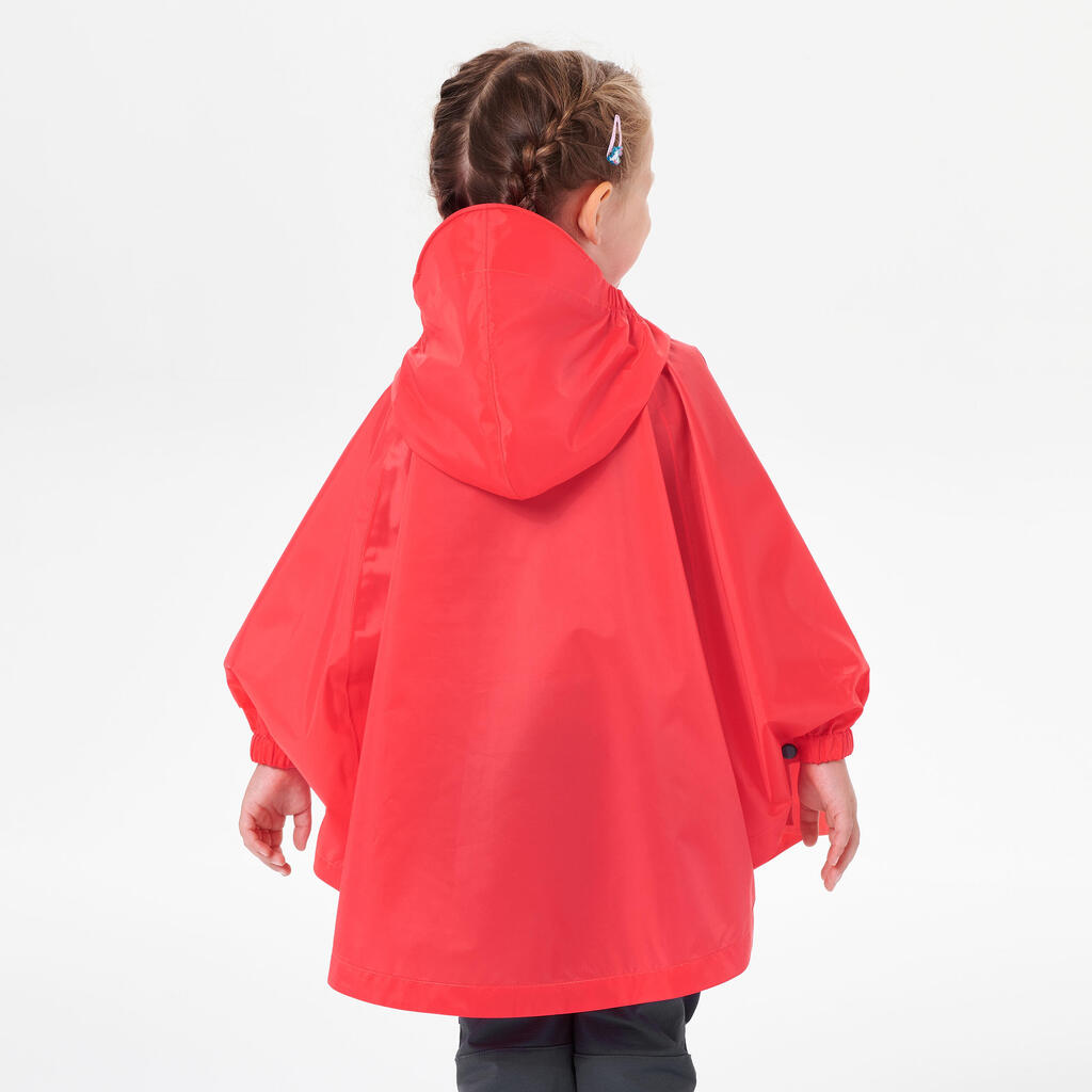 Poncho impermeable de senderismo rosa para niños 2-6 años MH100 KID 