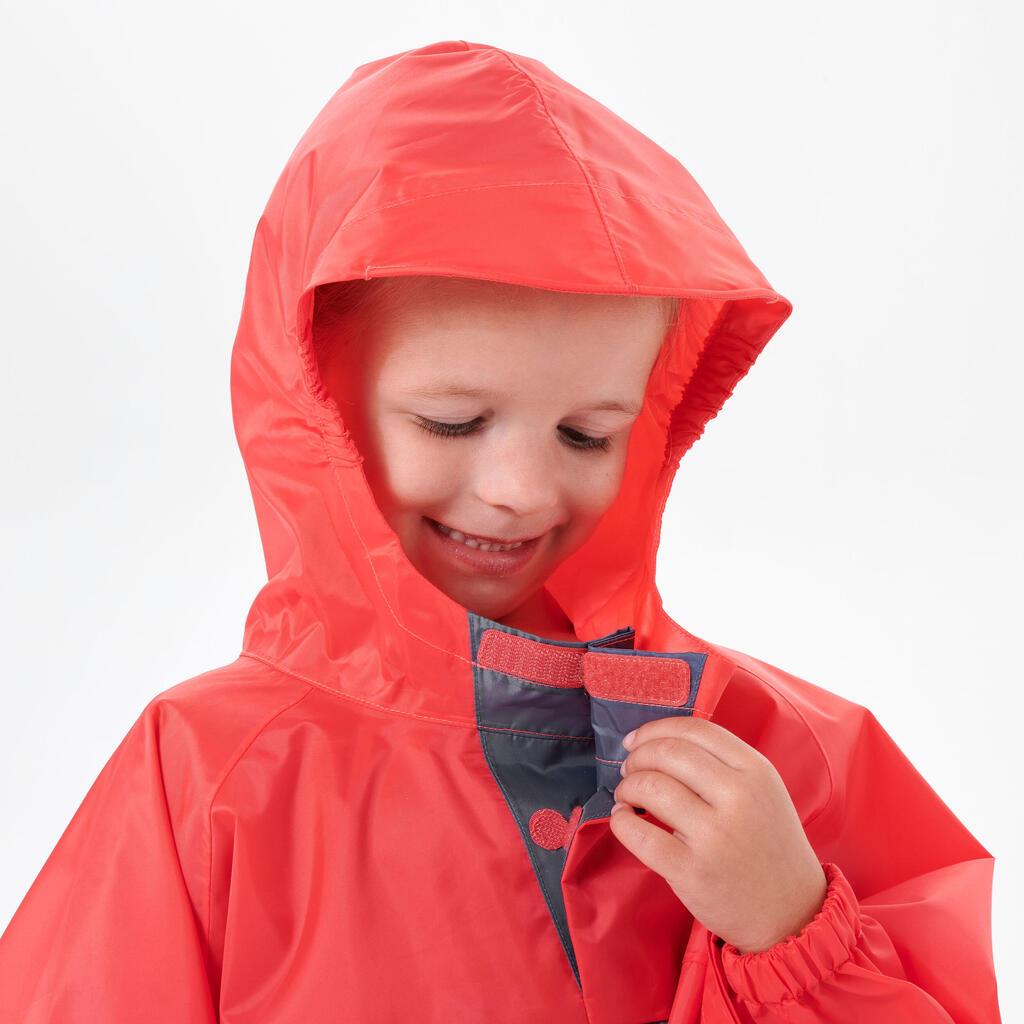 Poncho impermeable de senderismo rosa para niños 2-6 años MH100 KID 