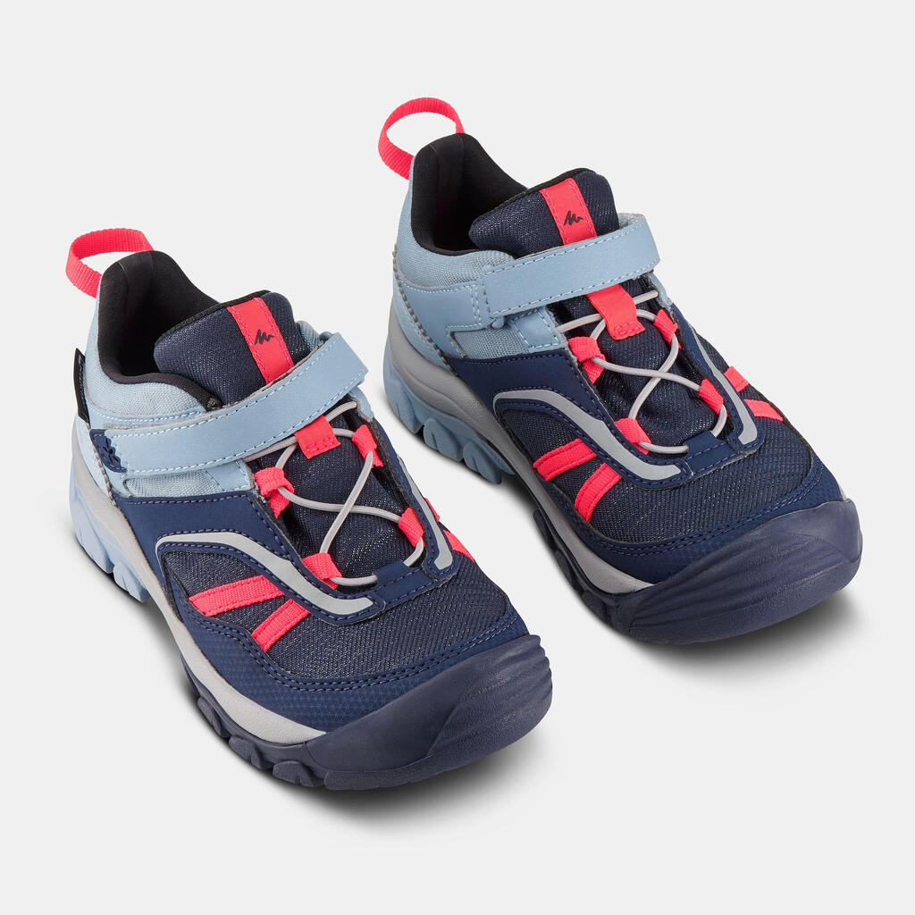 ZAPATILLAS IMPERMEABLES DE SENDERISMO NIÑOS - CROSSROCK AZUL ROSADO - 28 A 34 