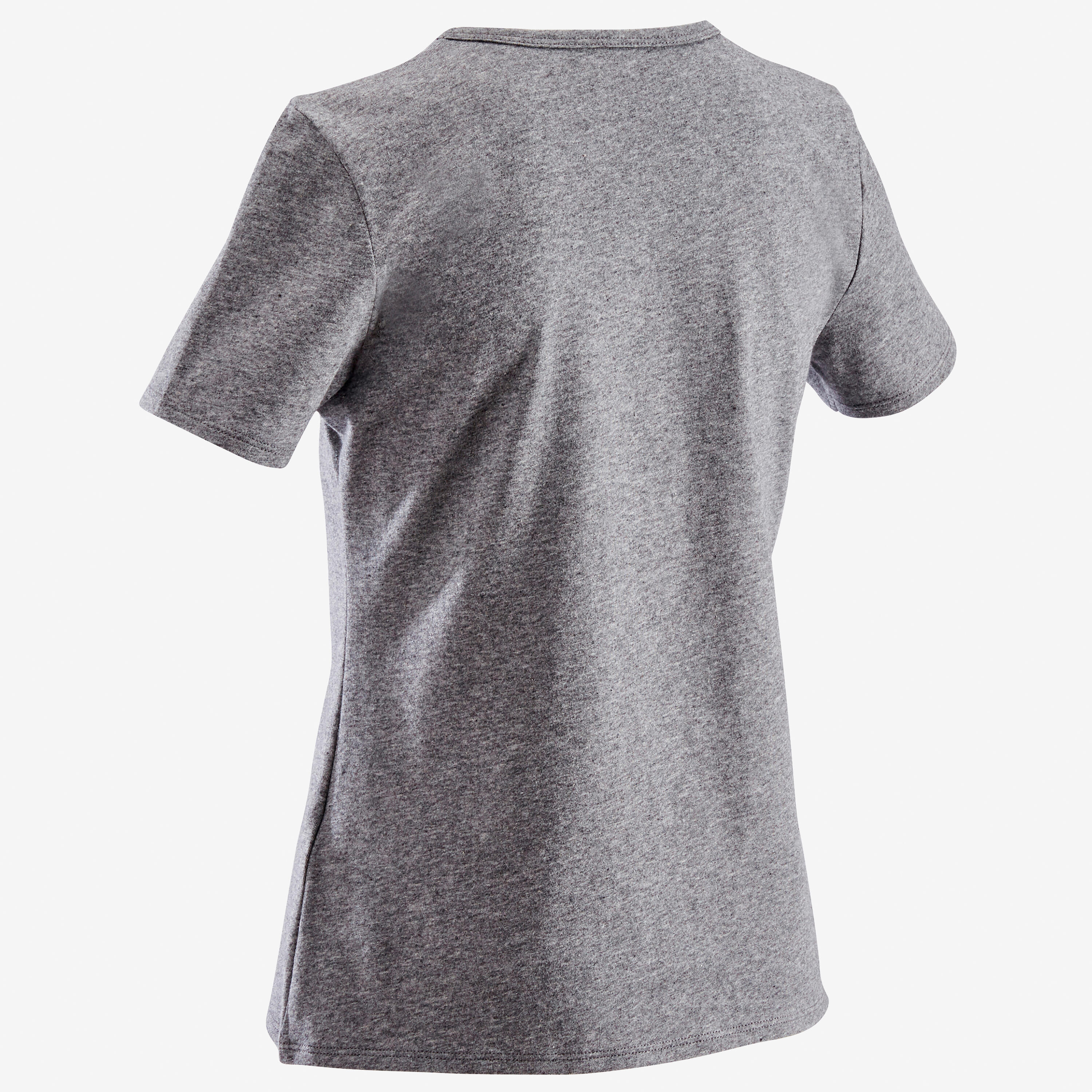 Camiseta gimnasia deportiva manga corta reciclada Niños Domyos 100 gris oscuro 7/8