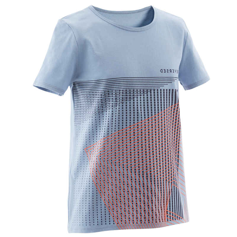 T-Shirt Basic Kinder hellblau mit Print