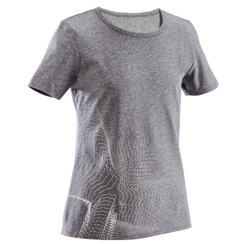 T-Shirt Basic 100 Gym Kinder dunkelgrau mit Print T-Shirt Basic 100 Gym Kinder dunkelgrau mit Print