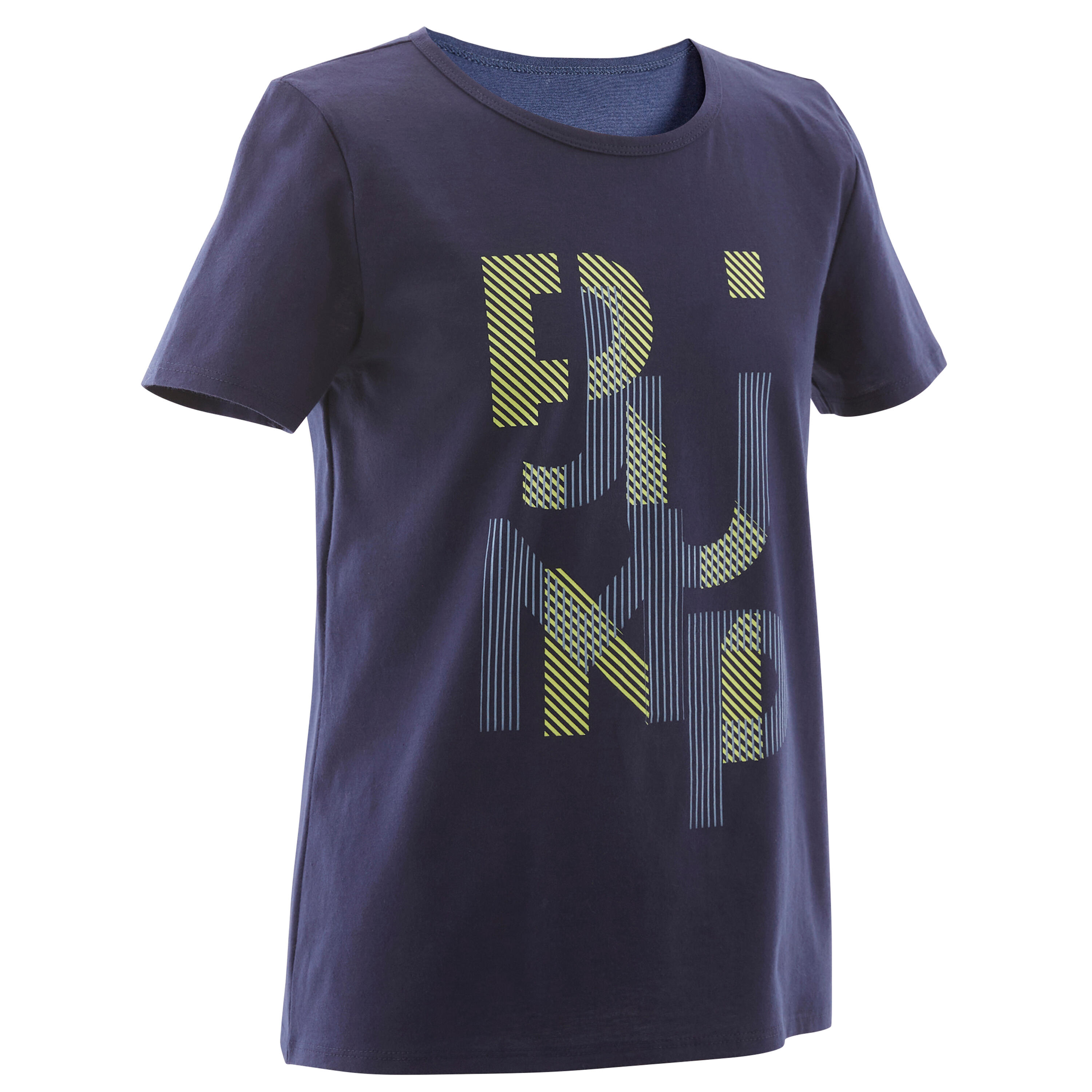 

Boys' Short-Sleeved Gym T-Shirt 100 - Navy Blue Print -  By DOMYOS | Decathlon