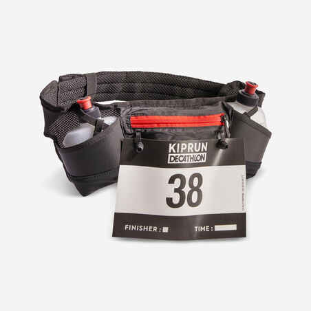 Cinturon de hidratación de Running Kiprun portabotellas 250ml + dorsal negro