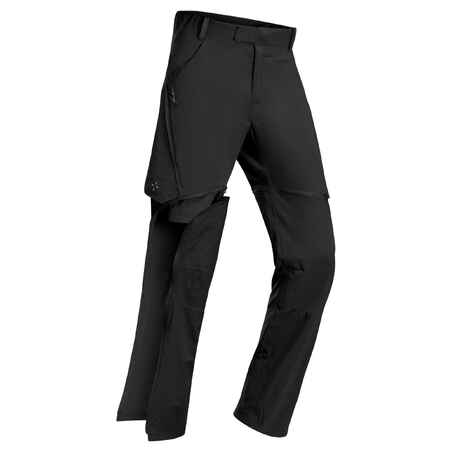Črne prilagodljive pohodniške hlače MH500 ONEZIP za otroke (7-15 let) 