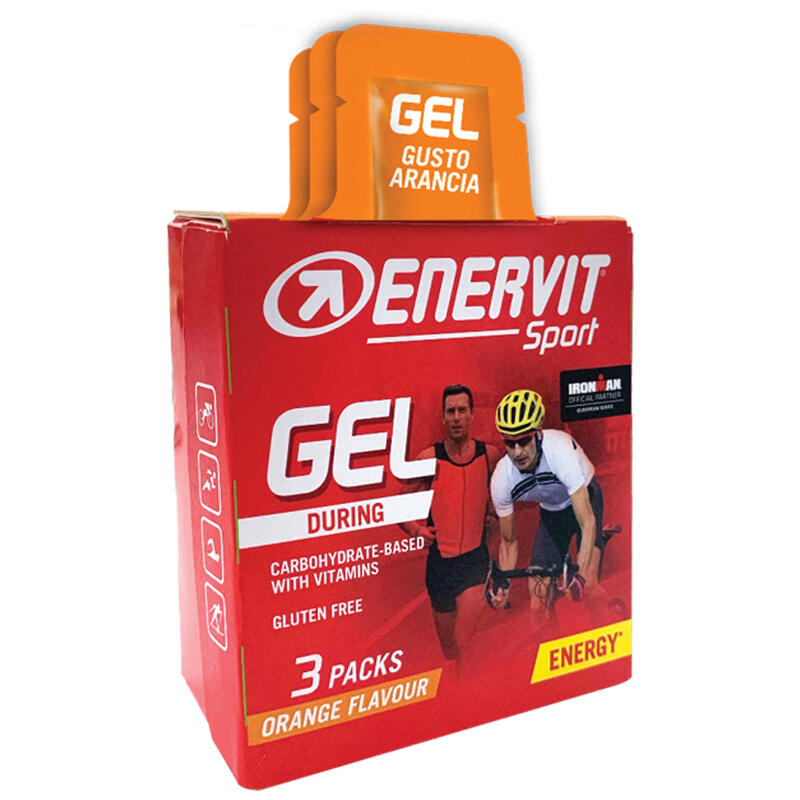 Gel energetico Enervit tris arancia carboidrati vitamine gluteen free 3x25ml