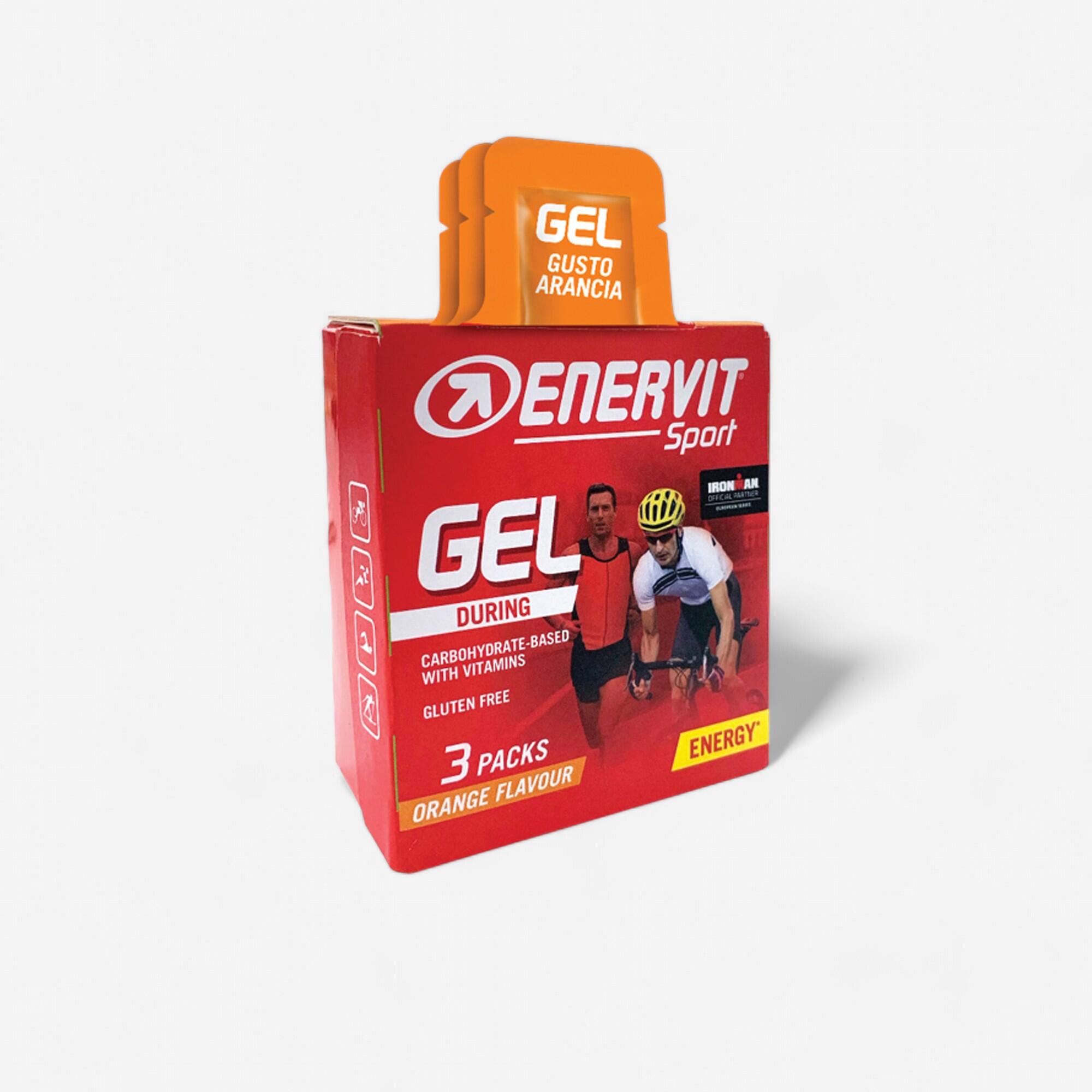 Decathlon | Gel energetico Enervit tris arancia carboidrati vitamine gluteen free 3x25ml |  Enervit
