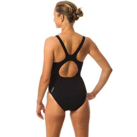Women's one-piece swimsuit Muscleback - neon yellow black