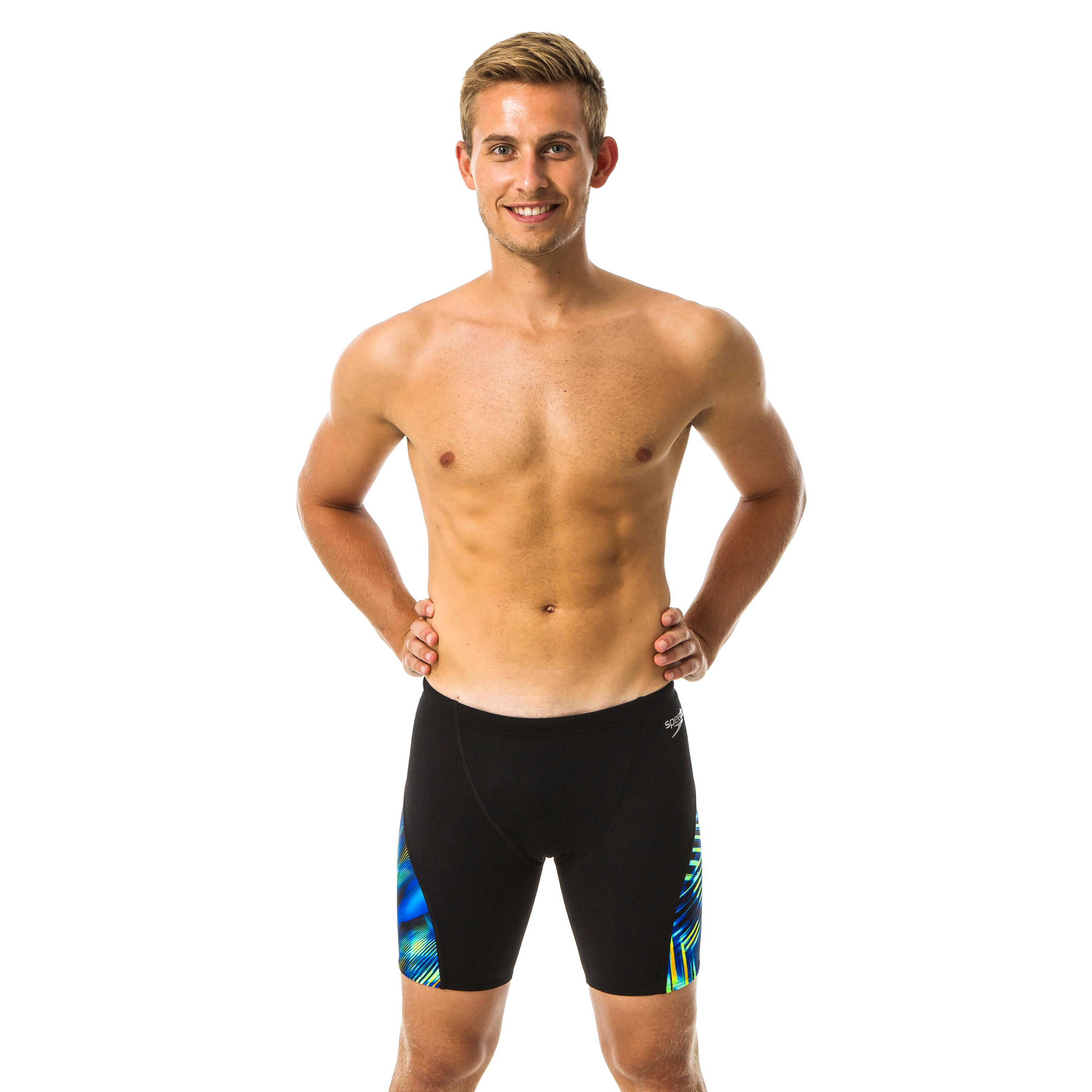 Boxeri lungi înot Negru-Multicolor Bărbați decathlon.ro imagine 2022