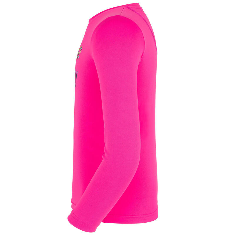 water tee shirt anti UV surf manches longues enfant rose imprimé