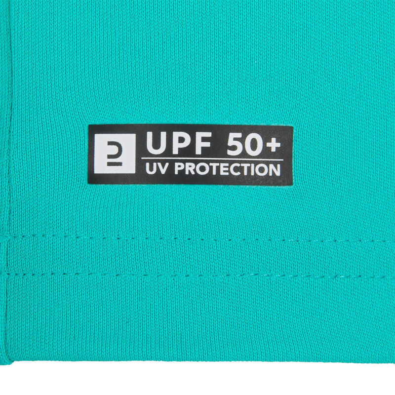 water tee shirt anti UV surf enfant vert turquoise imprimé