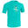 Uv-werend zwemshirt met korte mouwen voor kinderen turquoise met opdruk