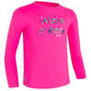 kids’ surfing anti-UV long-sleeved printed water T-shirt - pink