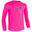 Uv-werend zwemshirt met lange mouwen voor kinderen roze met print