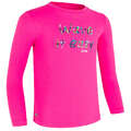 Långärmad rashguard med UV-skydd för surfing junior rosa med tryck