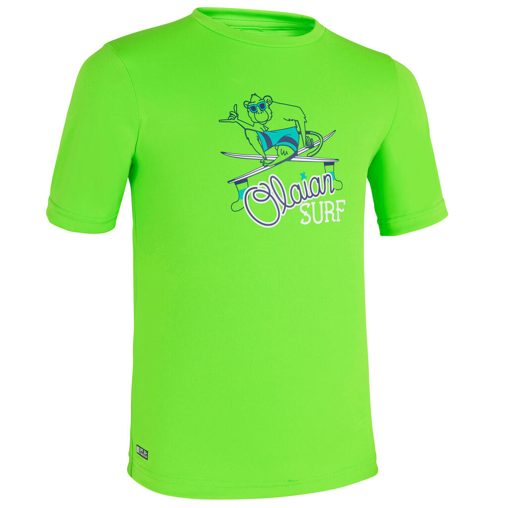 water tee shirt anti UV surf enfant vert imprimé