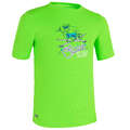 Rashguard med UV-skydd för surfing junior grön med tryck