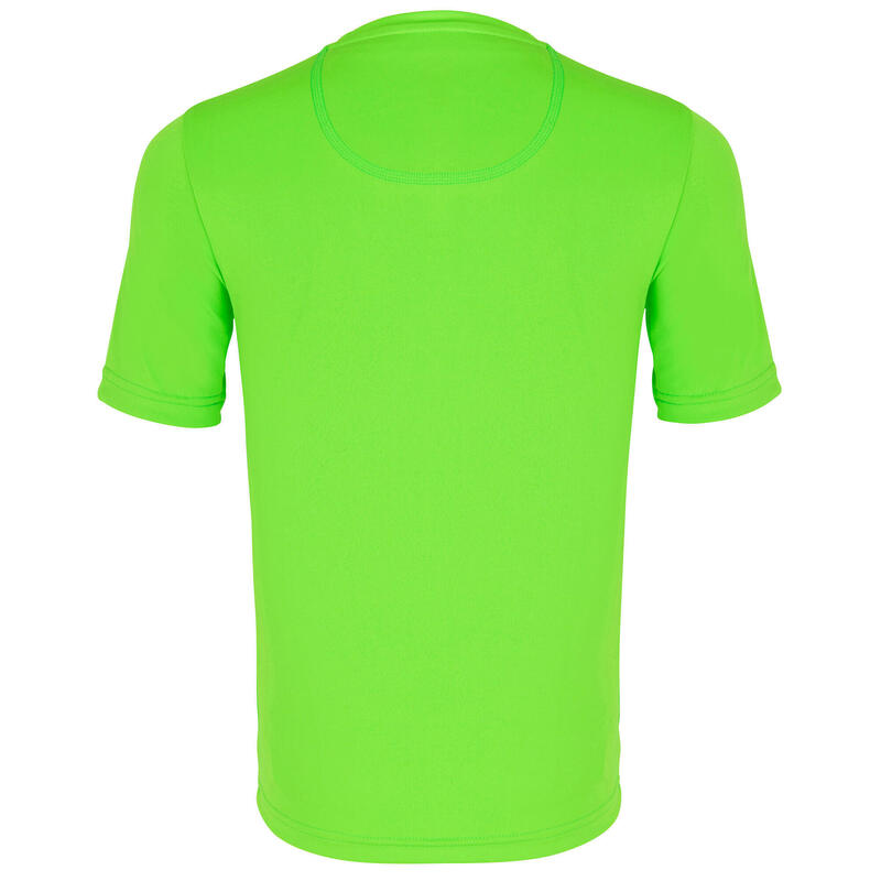 Uv-werend zwemshirt met korte mouwen voor kinderen groen met opdruk