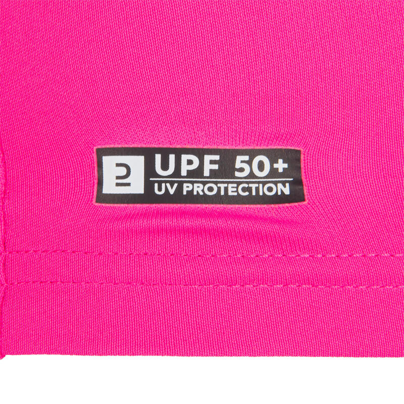 Wasser-T-Shirt Surfen Kinder UV-Schutz langarm - rosa bedruckt