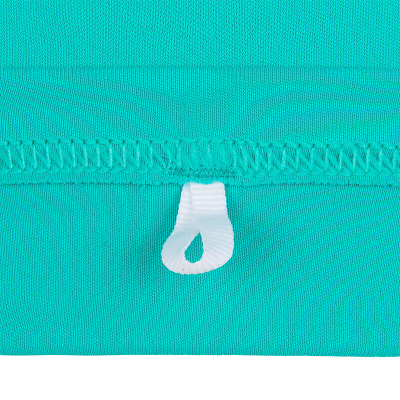 Uv-werend zwemshirt met korte mouwen voor kinderen turquoise met opdruk