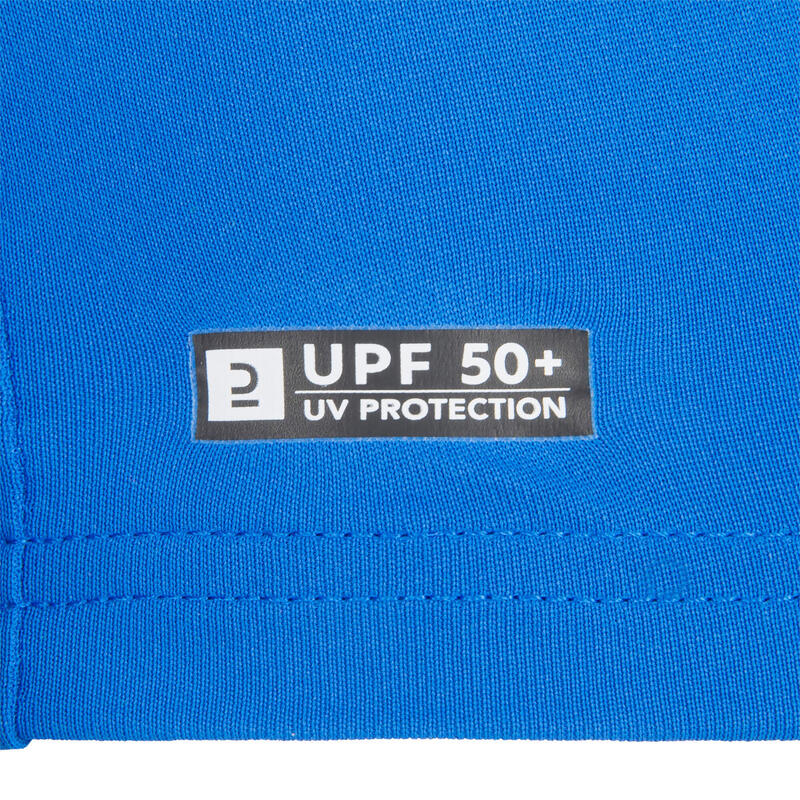 Uv-shirt met lange mouwen voor kinderen (4-8 j.) blauw met print