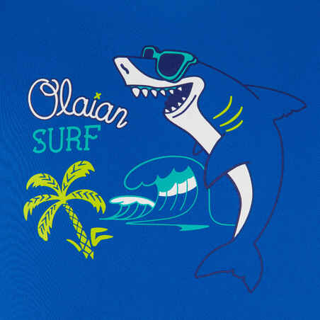 kids’ surfing anti-UV long-sleeved printed water T-shirt - blue