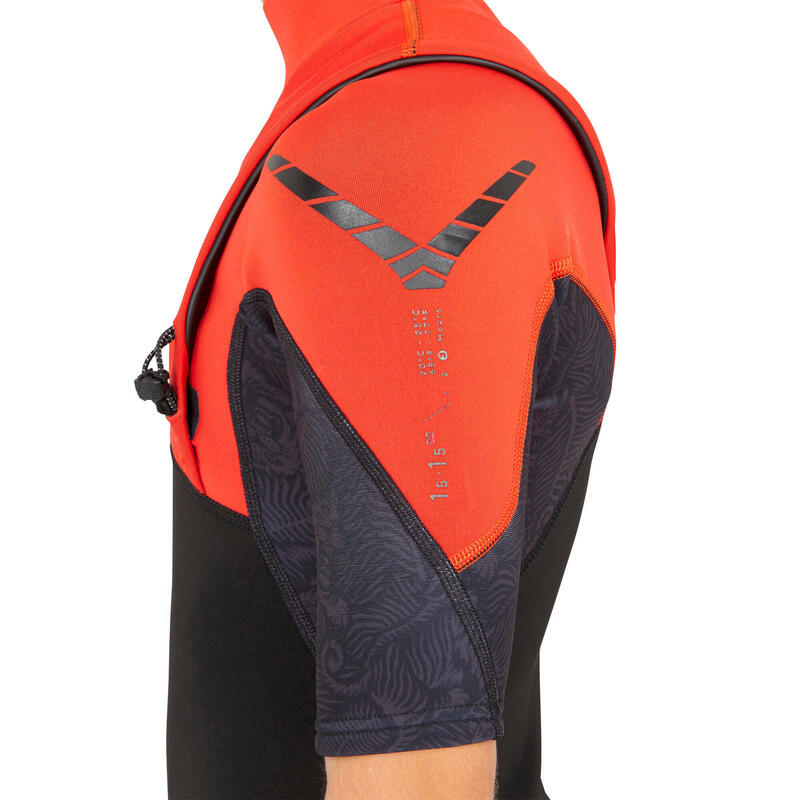 Fato Shorty de Surf 900 Neoprene 1,5 mm Criança Preto Vermelho