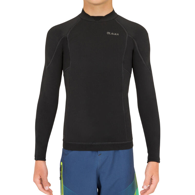 Bluză neopren surf 1,5 mm 900 Negru Băieți 