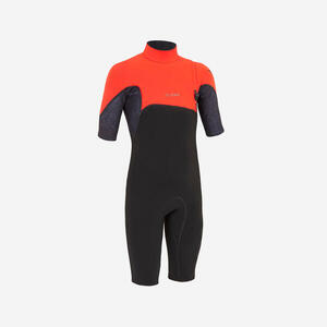 Neopreno corto/shorty surf Niños agua cálida 1,5mm sin cremallera 900 negro/rojo