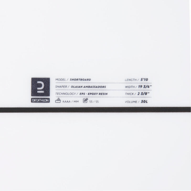 Shortboard 30 l 5'10" inkl. 3 FCS2-Finnen - 900 